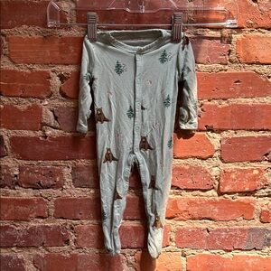 Kyte Baby Bamboo Snap footie, Trail pattern (green, bears, trees, chipmunks), nb